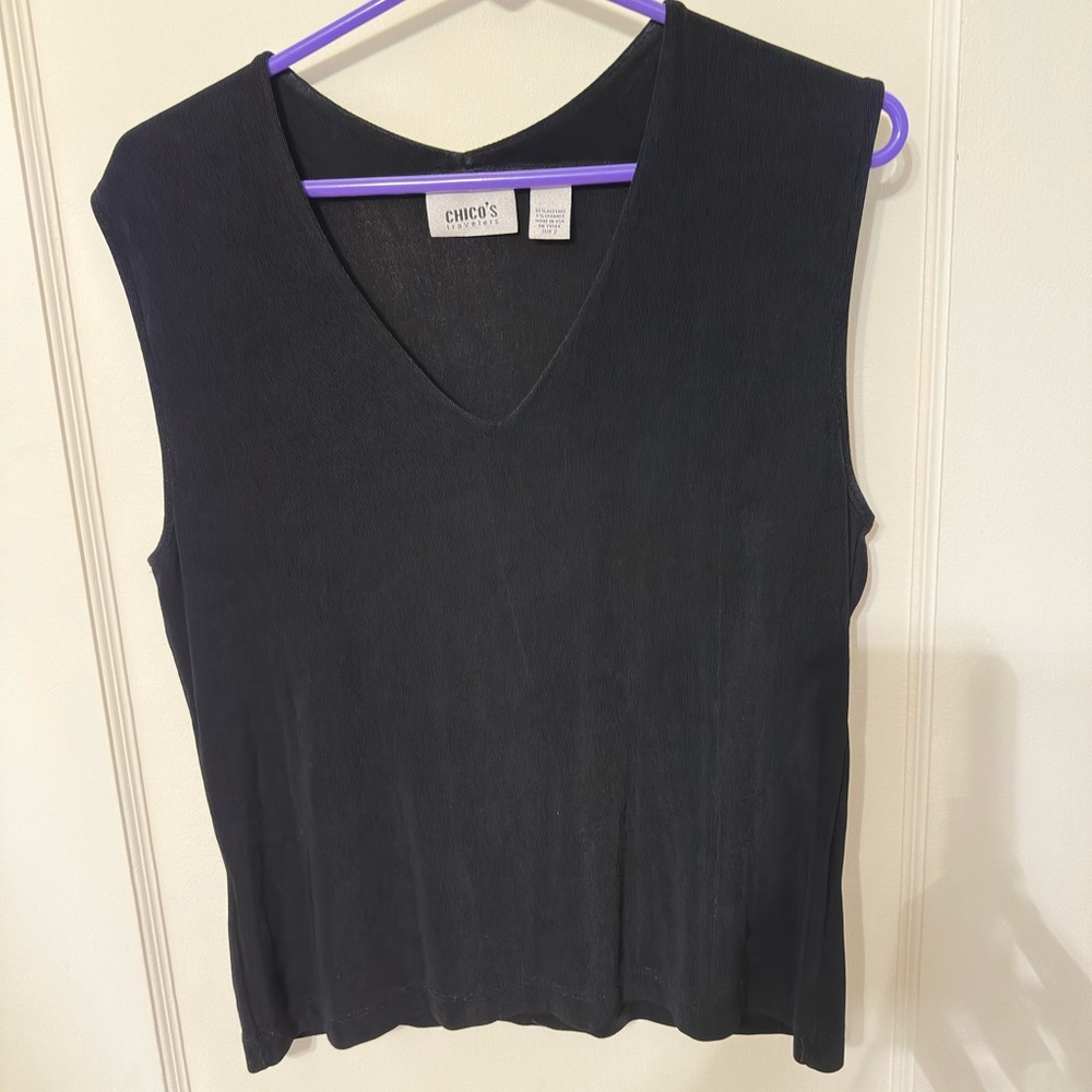 Chico's Travelers Classic Black V-Neck Tank Top